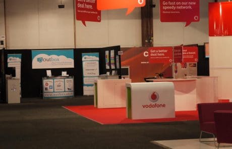 Outbox Ltd and Vodafone stands at MyBiz Expo, 14-16 October, ASB Showgrounds, Auckland 2012
