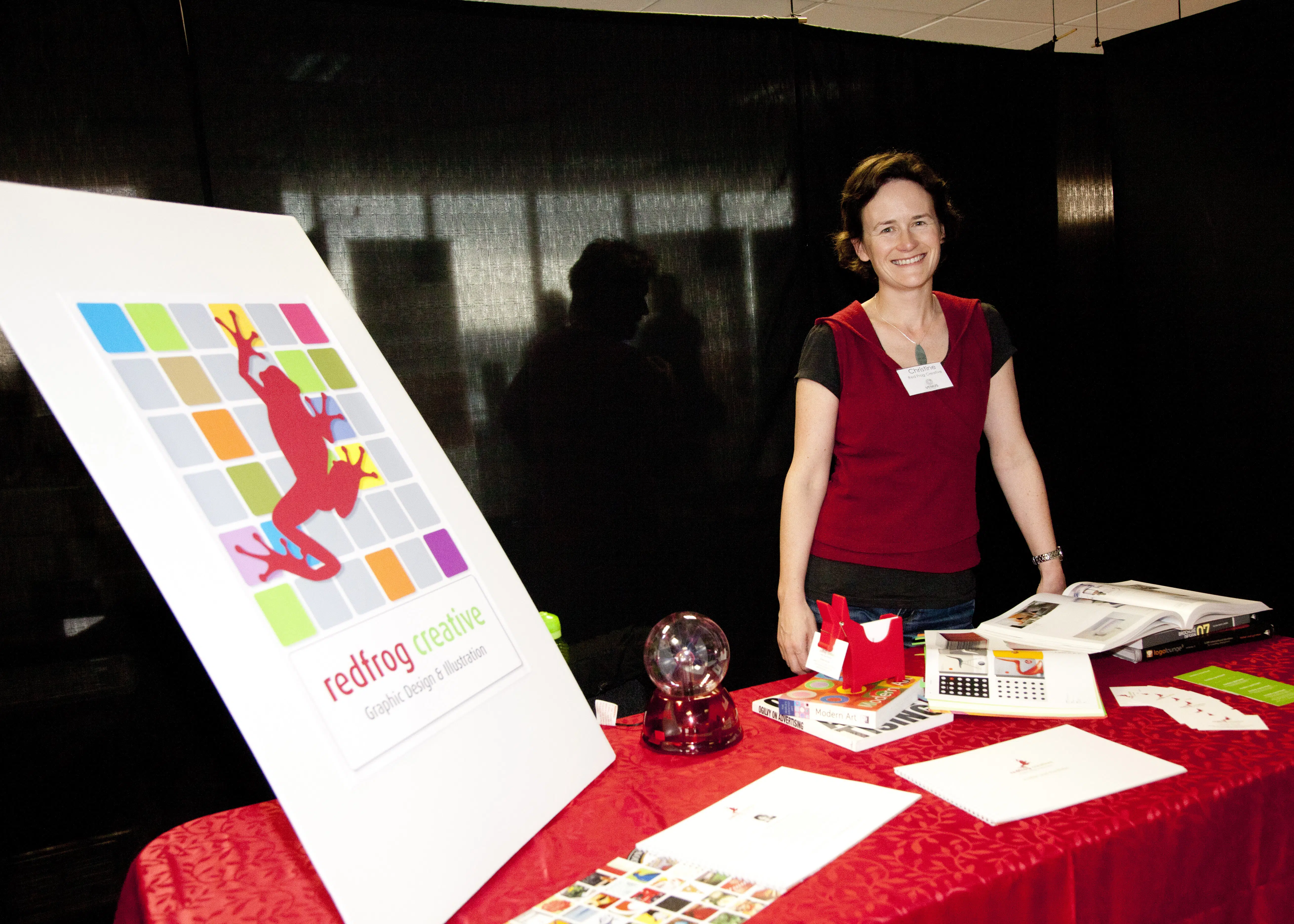 Christine McCurdy of Redfrog Creative at the Venus Network expo, Takapuna, Auckland