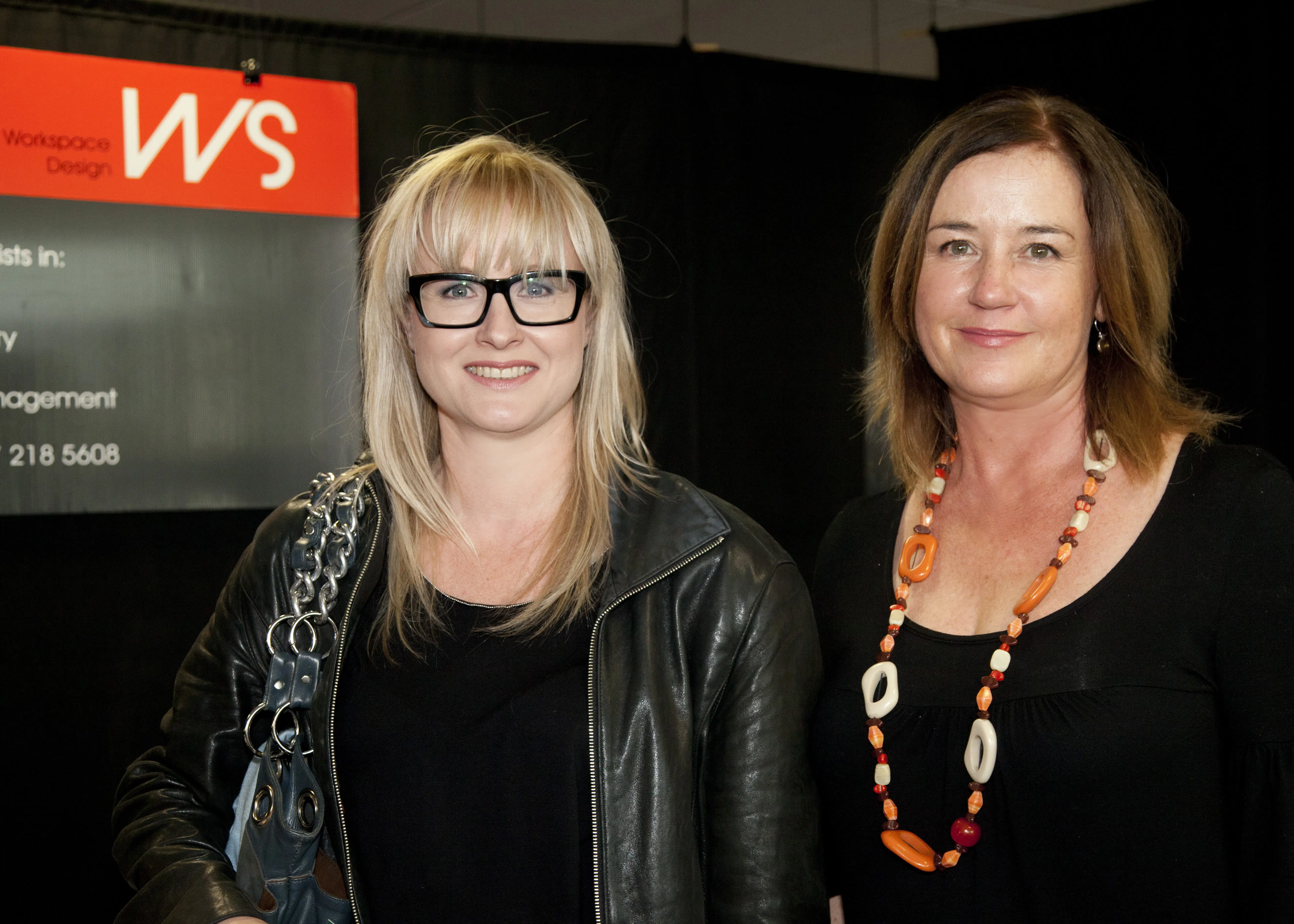 Steph Cawte of Poppetoptics and Liz Kirby of Flutter Design at the Venus Network expo, Takapuna, Auckland