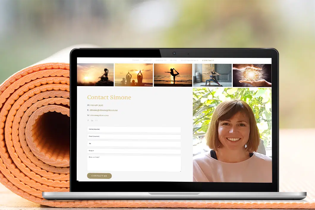 Simone Price Website portfolio. WordPress websites from Outbox Ltd, Auckland, New Zealand