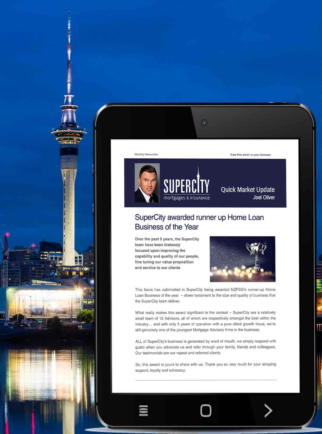 SuperCity Mortgages and Insurance Mailchimp newsletter, Auckland NZ